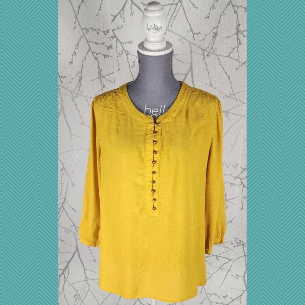 Banana Republic Yellow Metal Button Popover Tunic